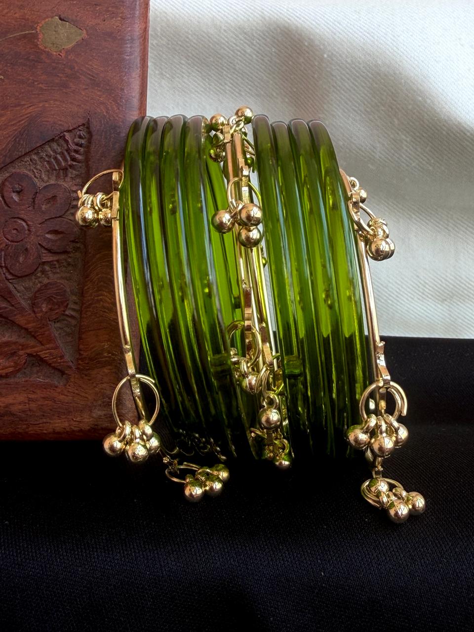 Acrylic Bangles with Metal Bangles set