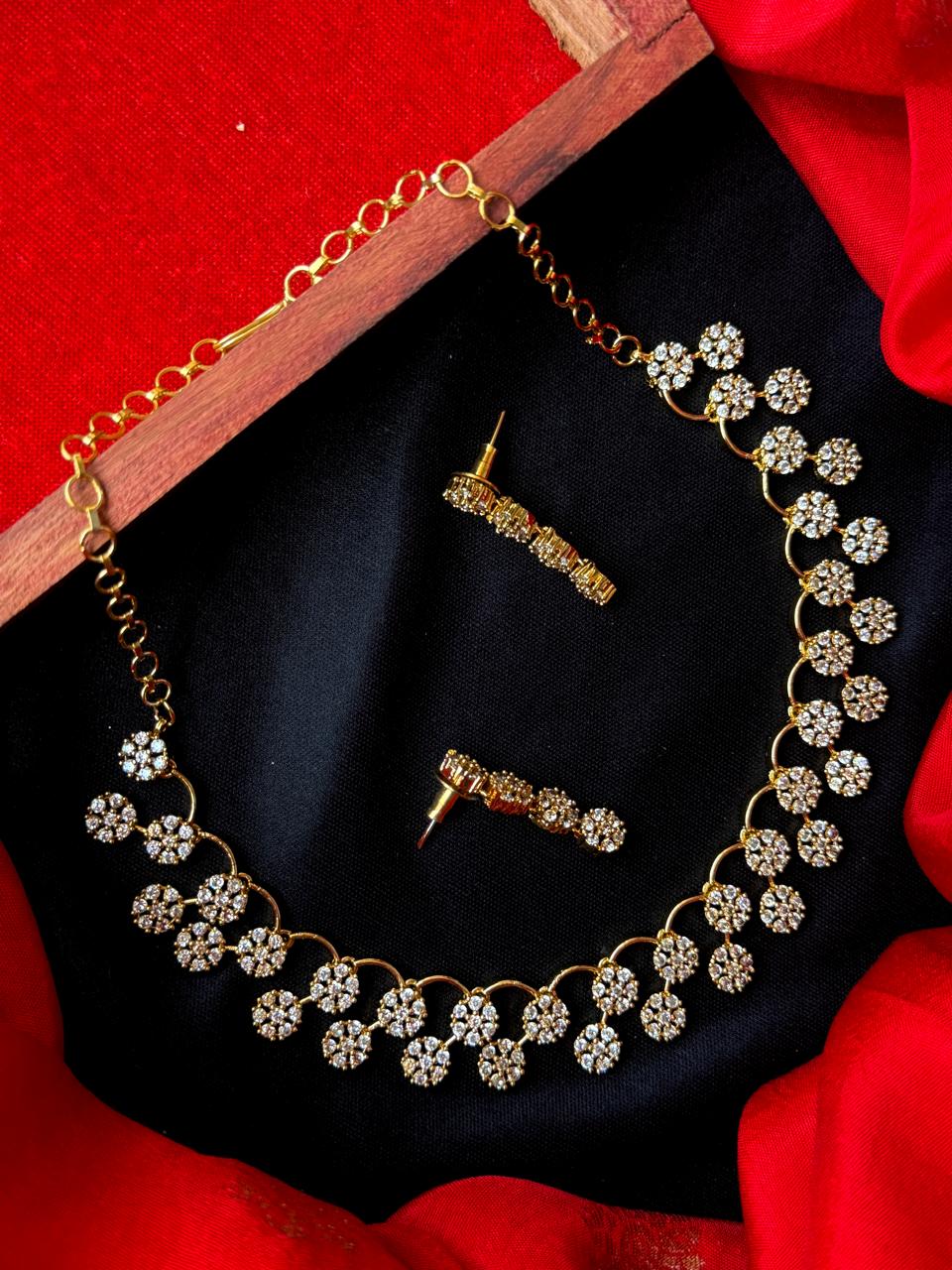 AD Stone Partywear Choker with Earring set