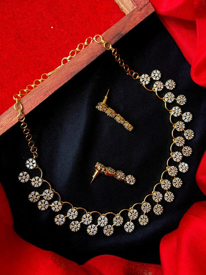 AD Stone Partywear Choker with Earring set