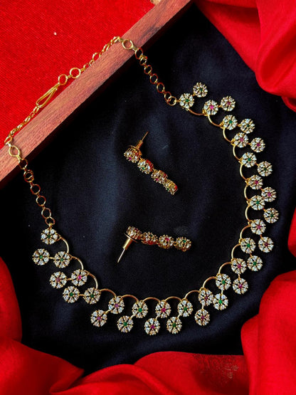 AD Stone Partywear Choker with Earring set