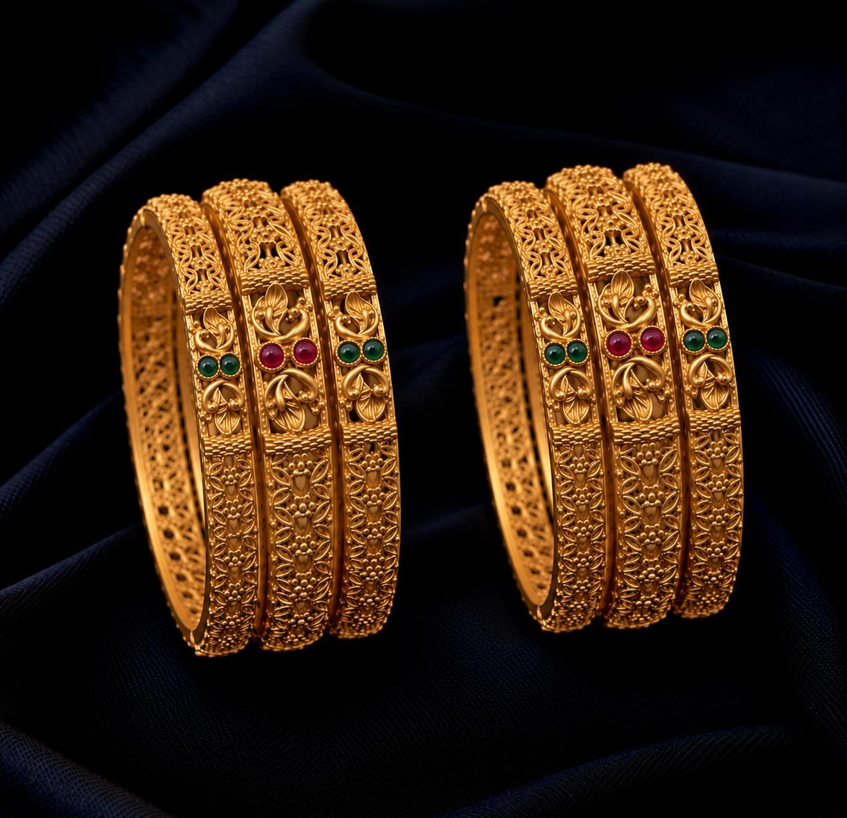 Golden Ethnic Partywear Bangles (6pcs set)