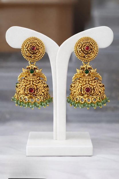 Matt Finish Golden Temple Earring