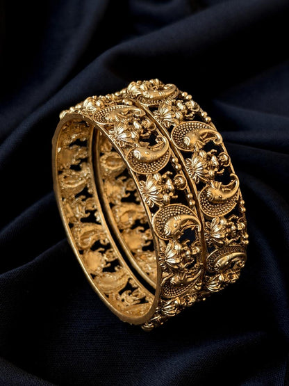 Matt Gold Finish Temple Bangles (set of 2 Bangles)