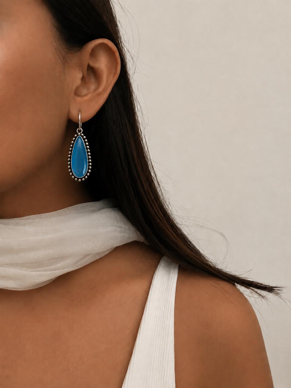 Monalisa Stone Silver Replica Earring