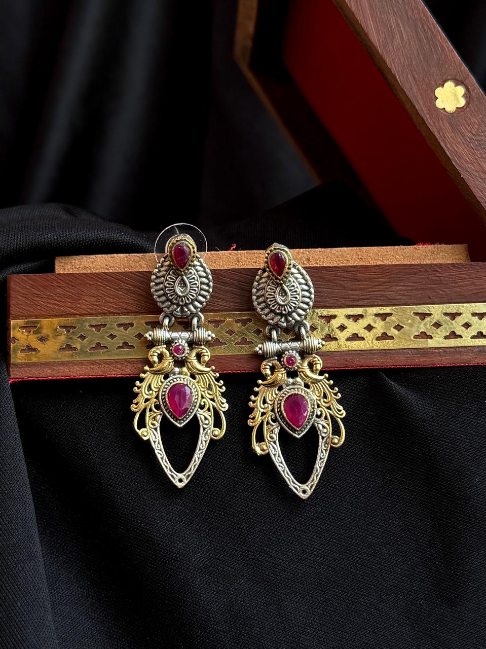 Dual Tone Silver Replica Earring