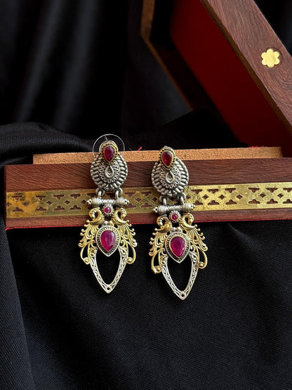 Dual Tone Silver Replica Earring