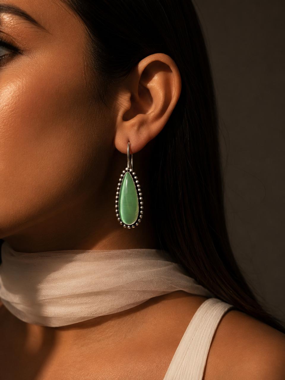 Monalisa Stone Silver Replica Earring