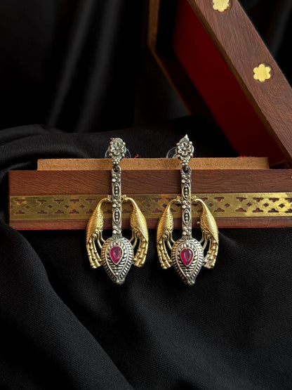 Dual Tone Oxidized Earring