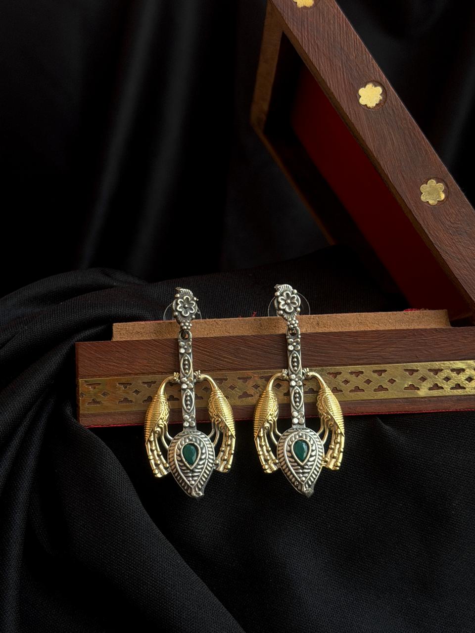 Dual Tone Oxidized Earring