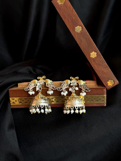Dual Tone Peacock Earring
