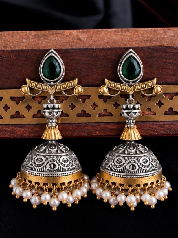 Monalisa Stone Dual Tone Partywear Long Earring