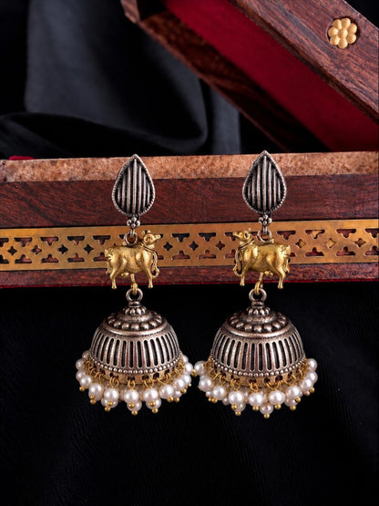 Dual Tone Cow Shape Earring