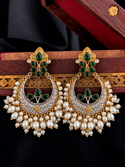Monalisa Stone Dual Tone Chandbali Partywear Earring