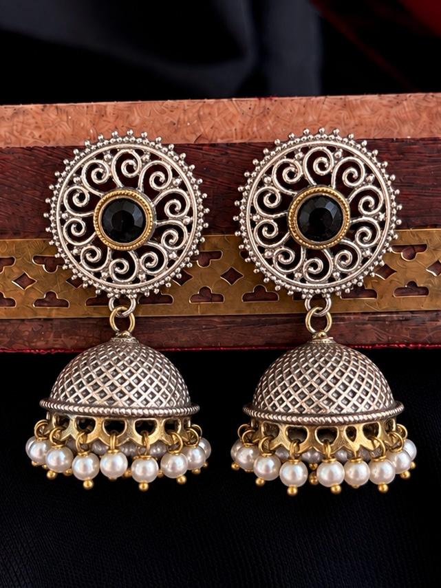 Dual Tone Ethnic Jhumki Earring