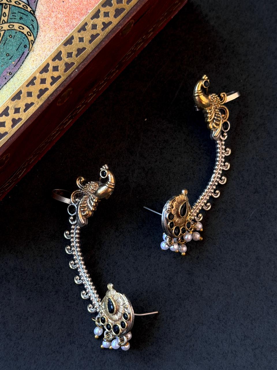 Peacock Shape Dual Tone Ear Cuff