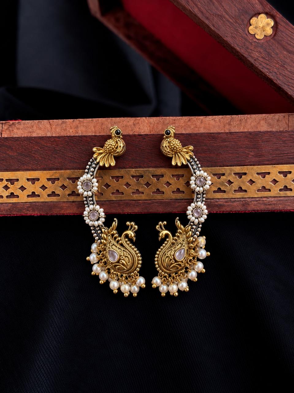 Peacock shape Dual Tone Partywear Earr Cuff