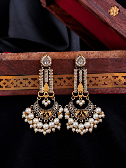 Dual Tone Beaded Partywear Earring