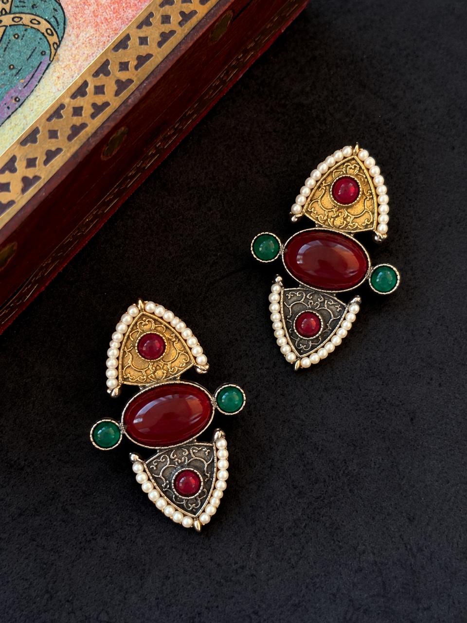 Monalisa Stone Dual Tone Earring