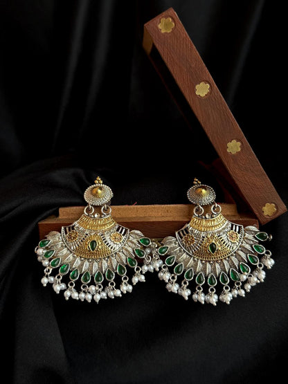 Dual Tone Partywear Geometrical Earring
