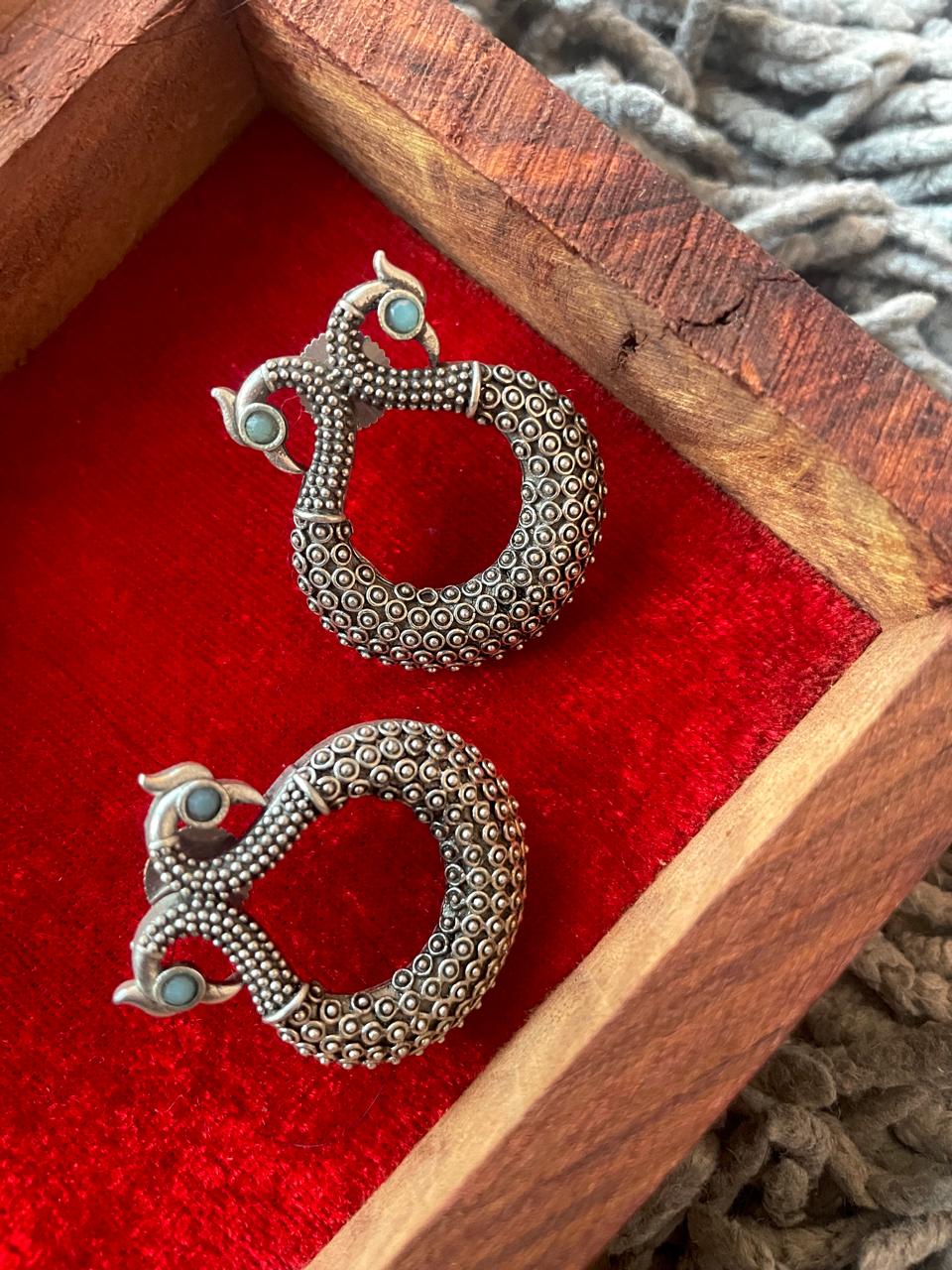 Silver Replica Peacock Shape Earring