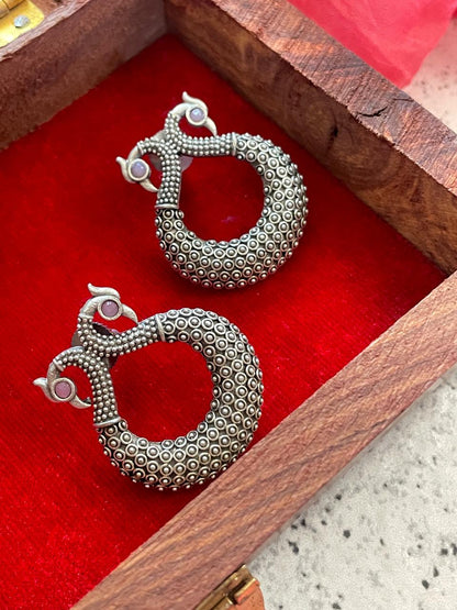 Silver Replica Peacock Shape Earring