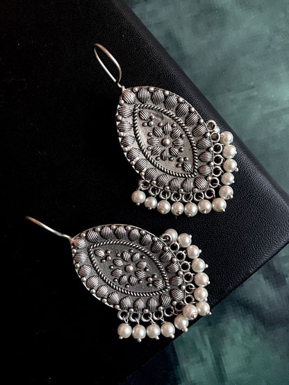 Black Polish Oxidized Beaded Antique Earring