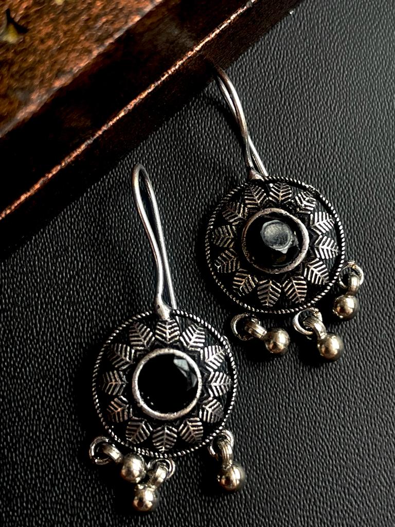 Monalisa Stone Round shape Oxidized Stud Earring