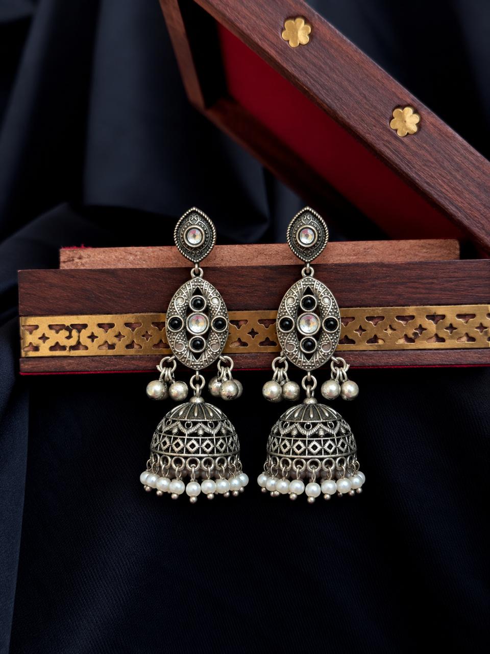 Oxidized Top with Jhumki Partywear Earring