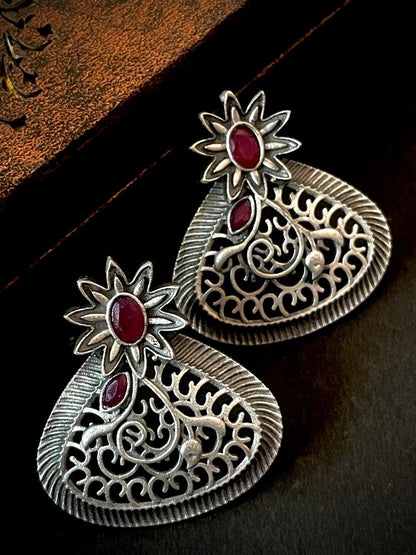 Silver Replica Oval Shape Stud Earring with Monalisa stone
