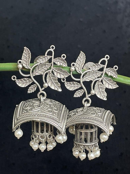 Silver Replica Leaf Drop Earring