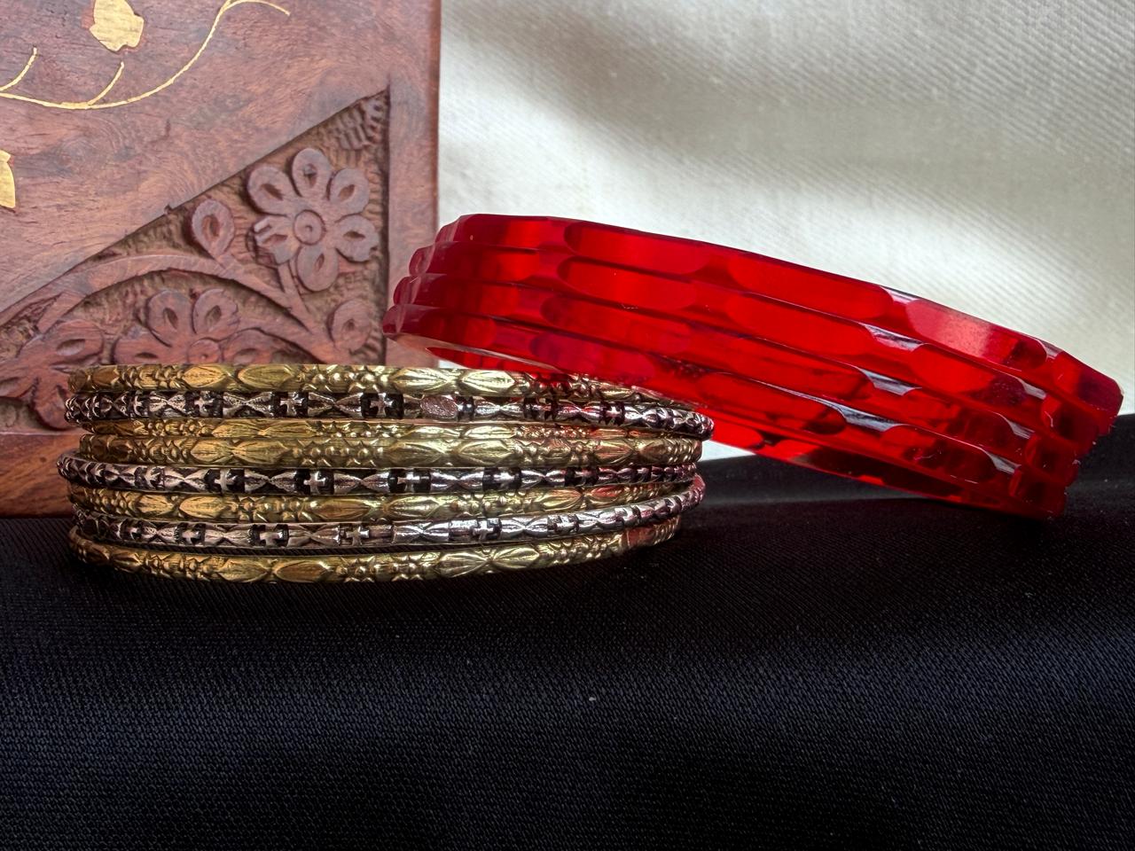 Acrylic Jelly Bangles with Metal Bangles set
