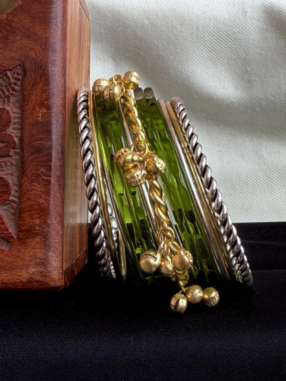 Acrylic Jelly Bangles with Metal Bangles set