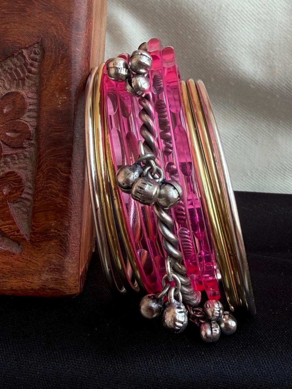 Acrylic Jelly Bangles with Metal Bangles set