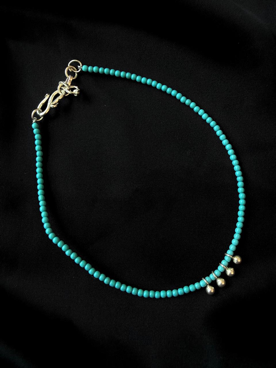 Beaded Gunghroo 92.5 Silver Anklet