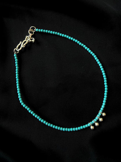 Beaded Gunghroo 92.5 Silver Anklet
