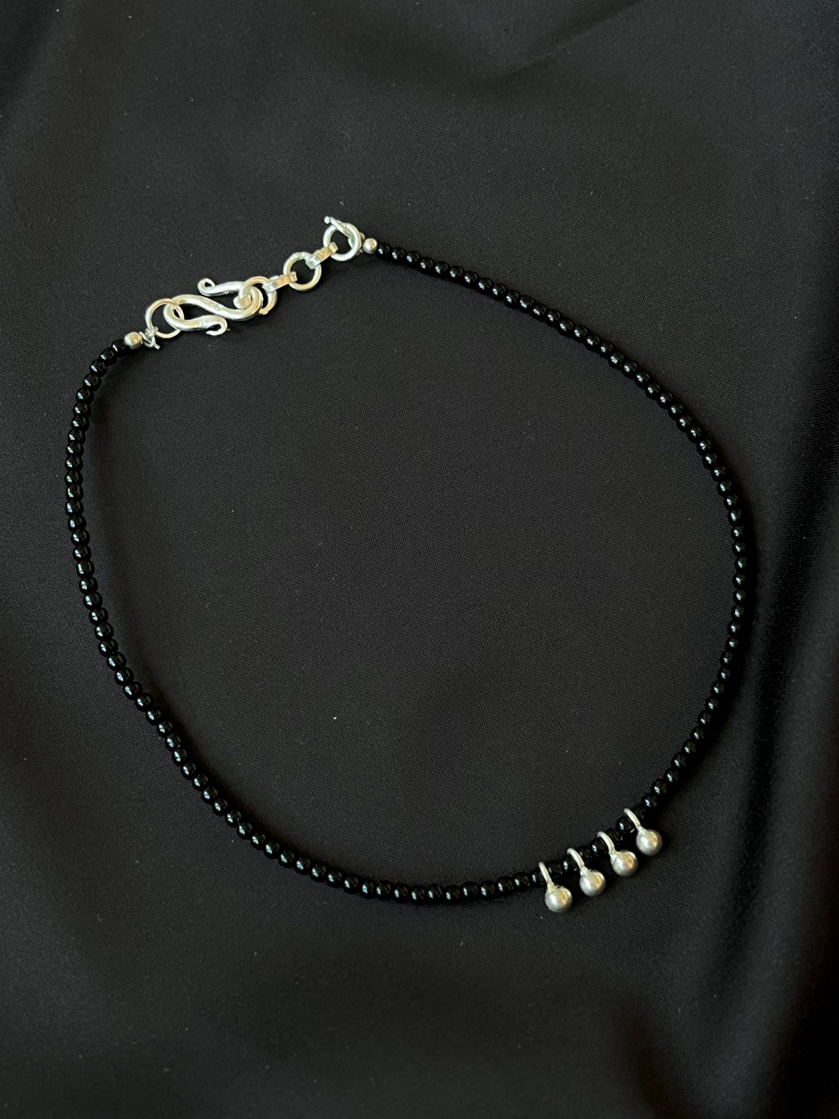 Beaded Gunghroo 92.5 Silver Anklet