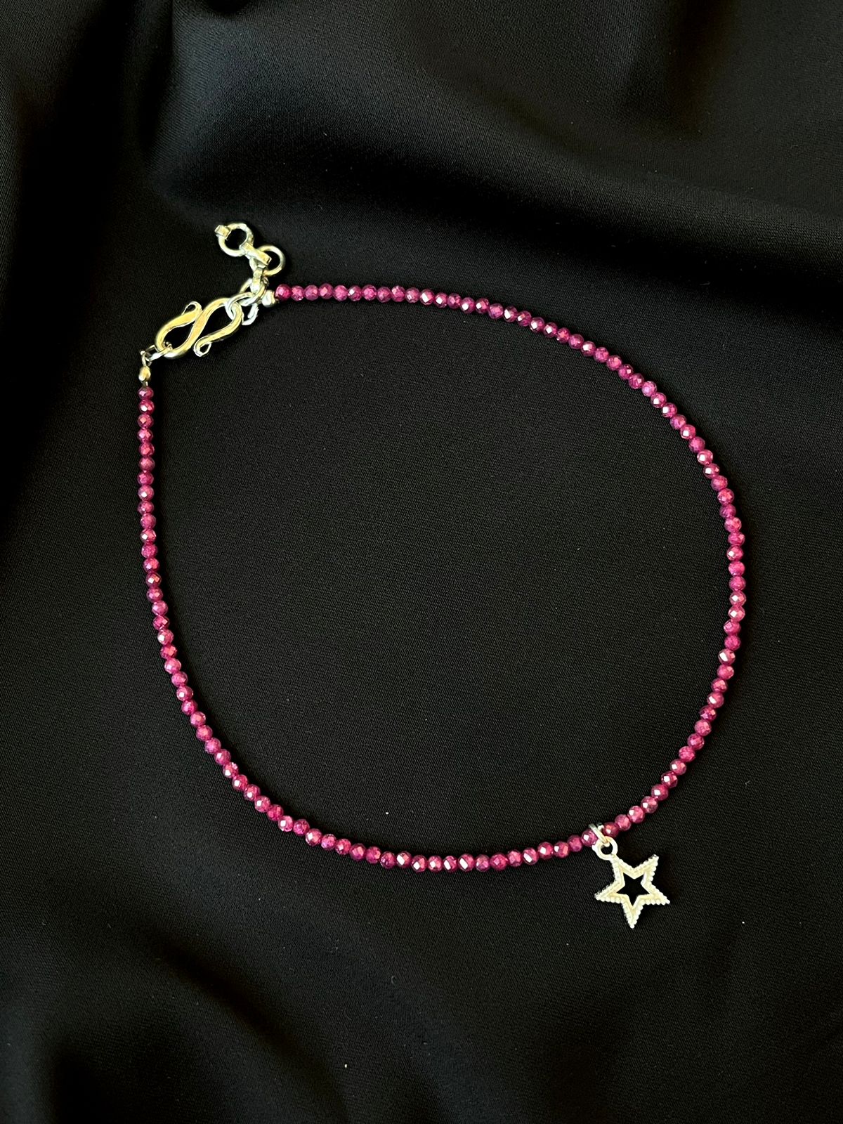 Silver Motif Beaded 92.5 Silver Anklet