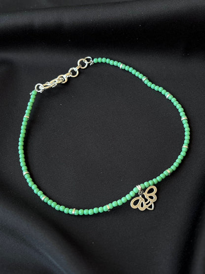 Silver Motif Beaded 92.5 Silver Anklet