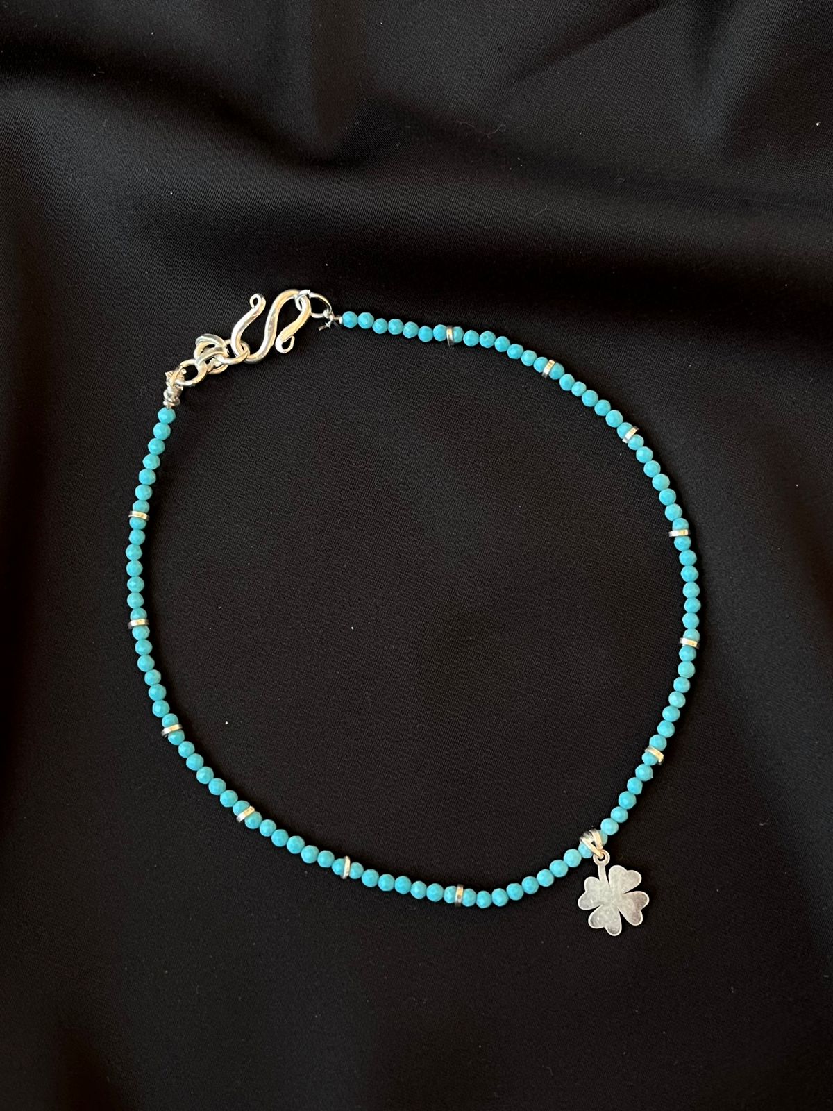 Silver Motif Beaded 92.5 Silver Anklet