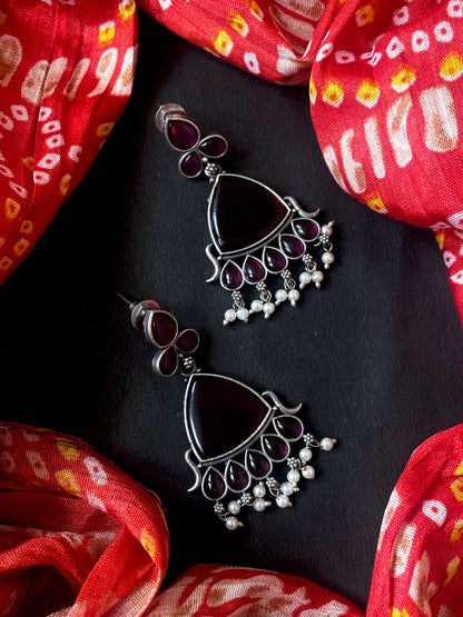 Monalisa Stone Oxidized Earring