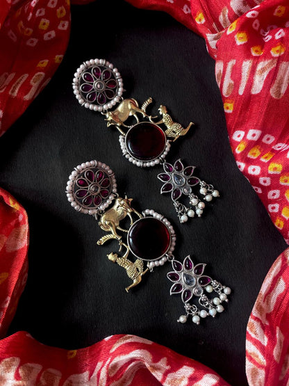 Dual Tone Ethnic Partywear Beaded Earring