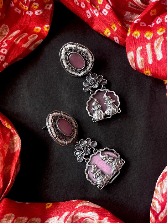 Monalisa Stone Silver Replica Beaded Earring