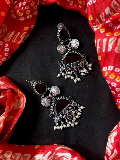 Monalisa Stone Oxidized Beaded Partywear Earring