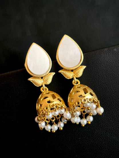 Shell Top with Golden Jhumki Earring