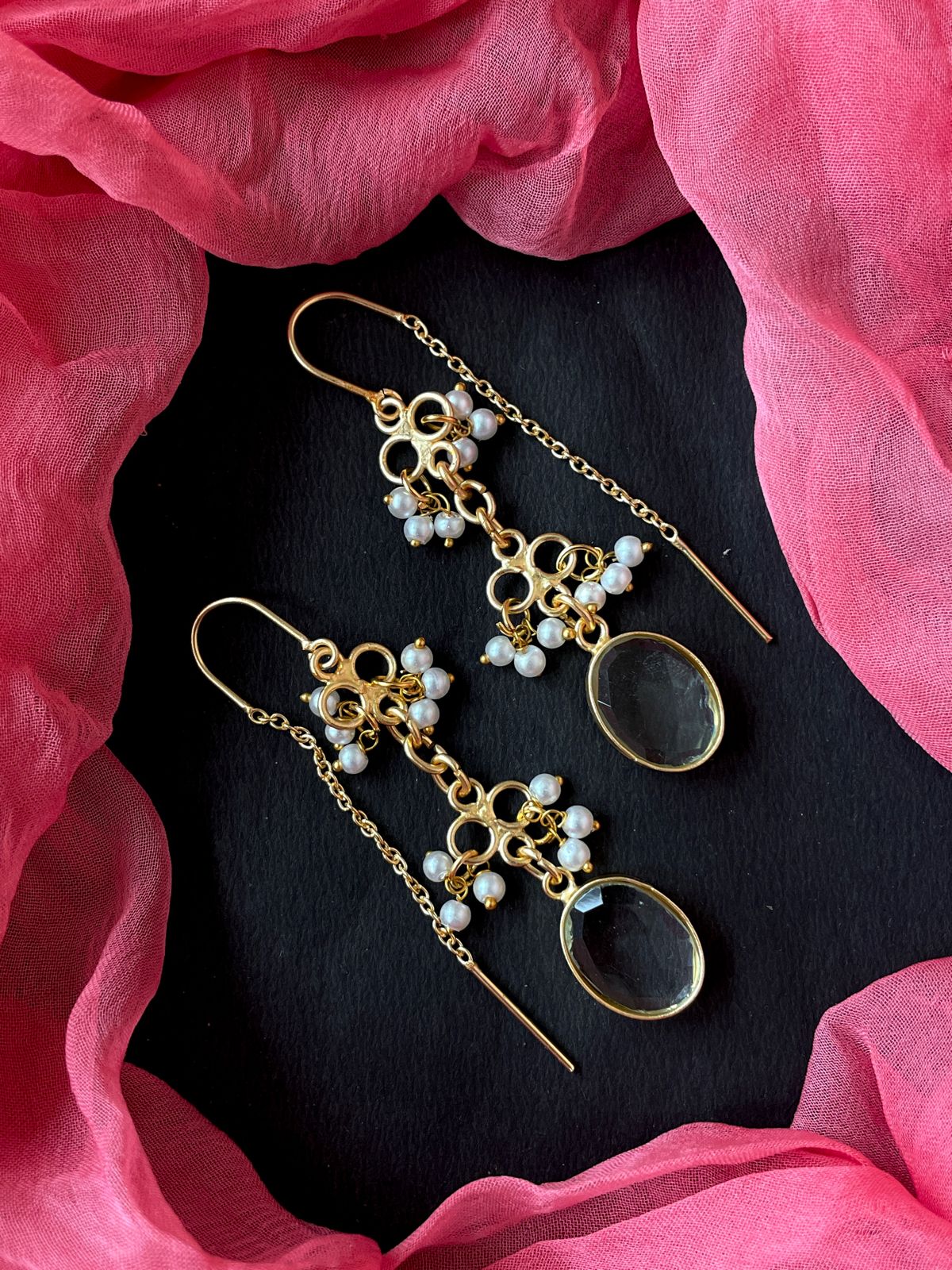 Glass Cut Stone Beaded Earring