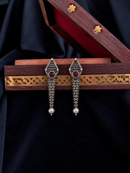 Monalisa Stone Oxidized Dangler Earring