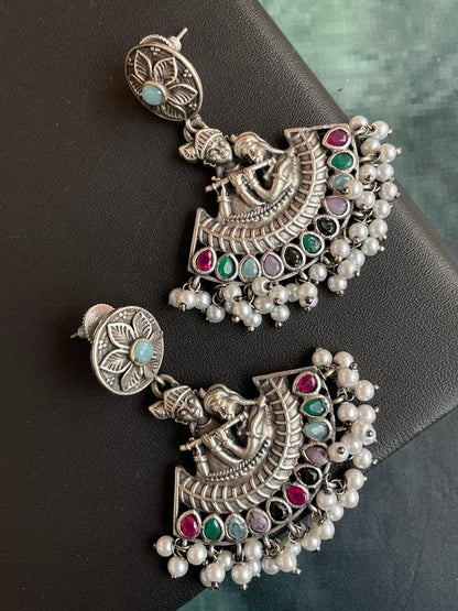 Oxidized Radha Krishna Earring