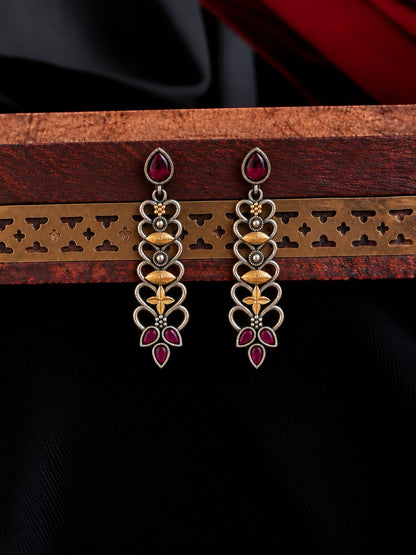Dual Tone Oxidized Earring