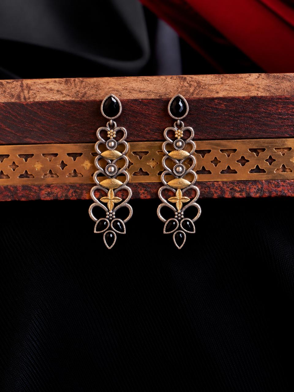 Dual Tone Oxidized Earring