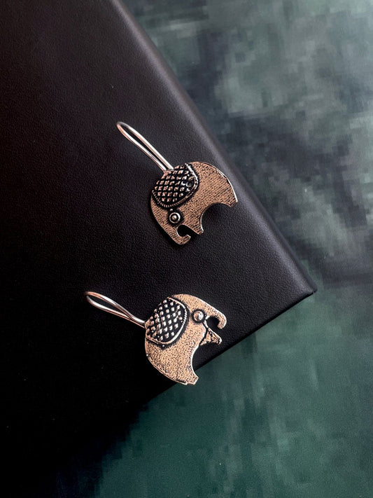 Elephant Shape Oxidized Stud Earring